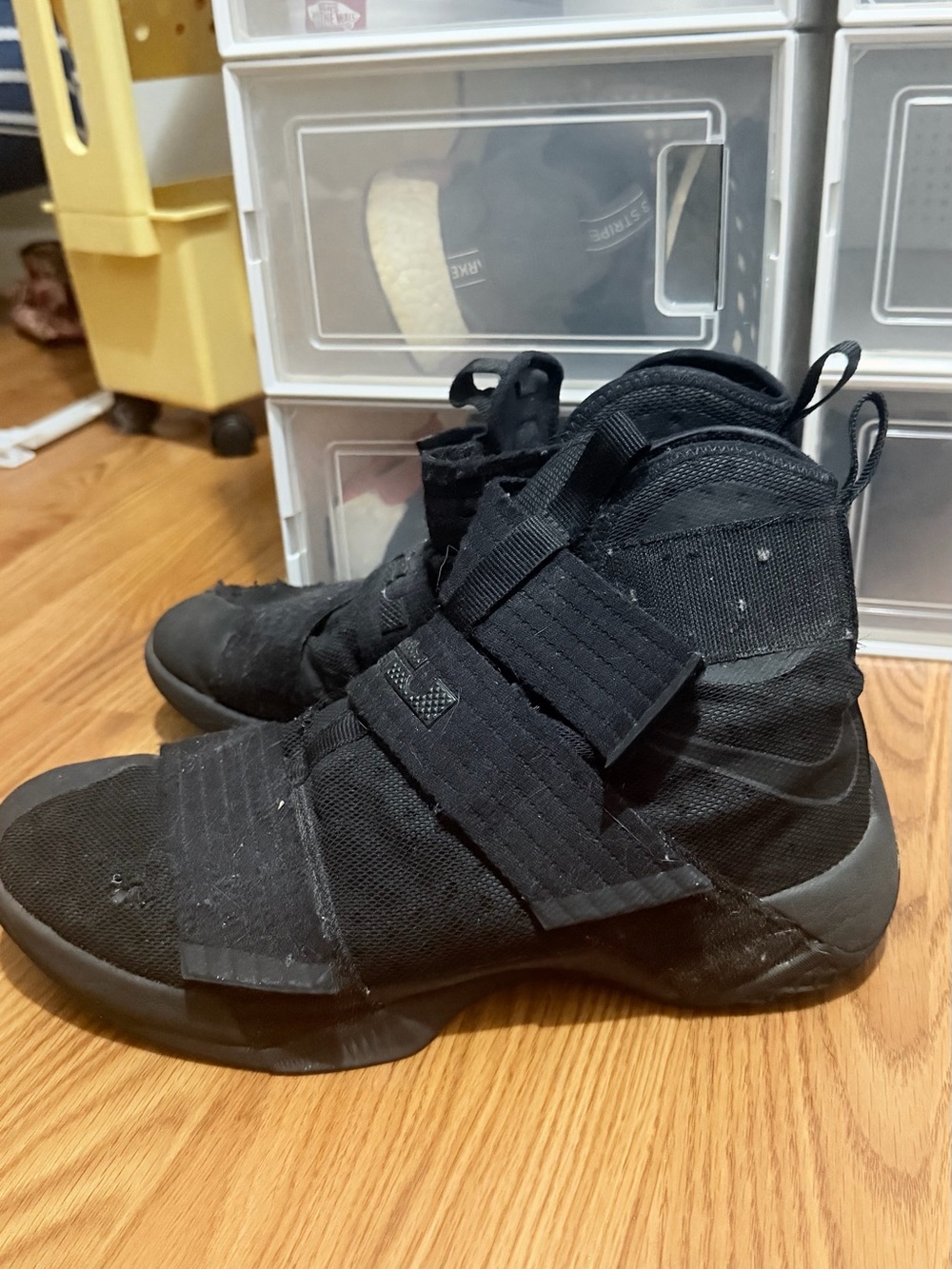 Black Strap High-Top Athletic Shoes